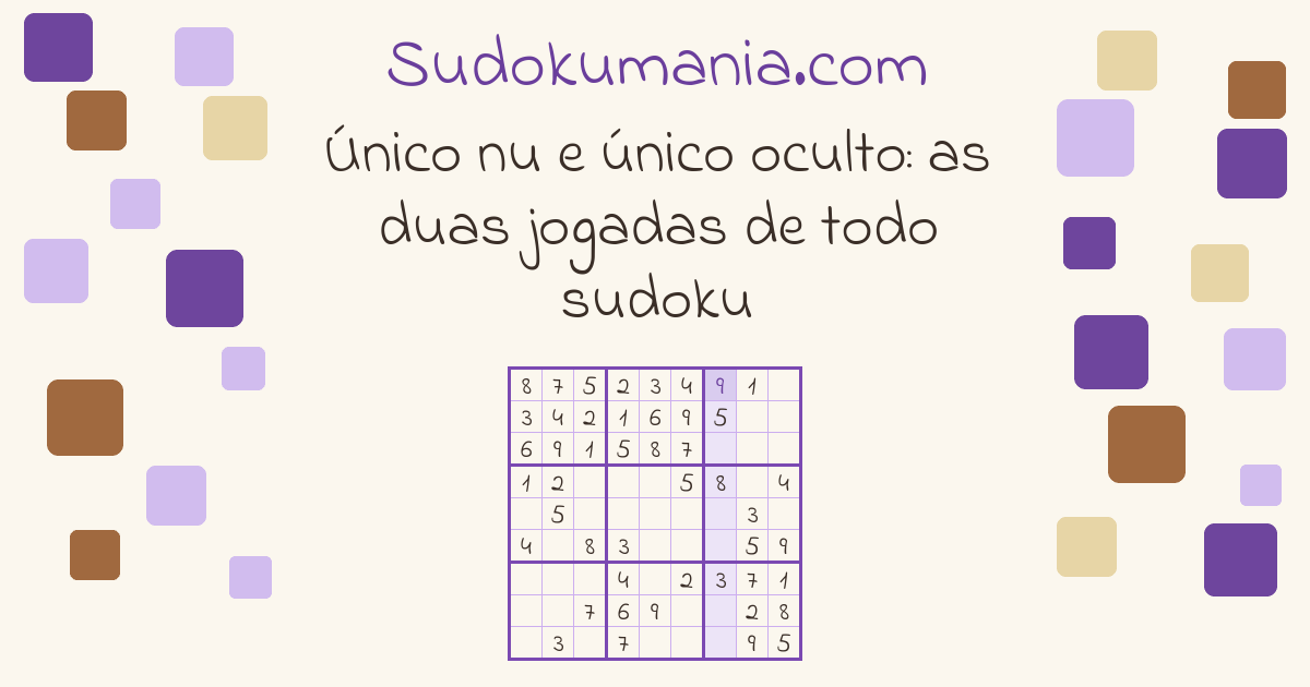 Capa do guia: Único nu e único oculto: as duas jogadas de todo sudoku